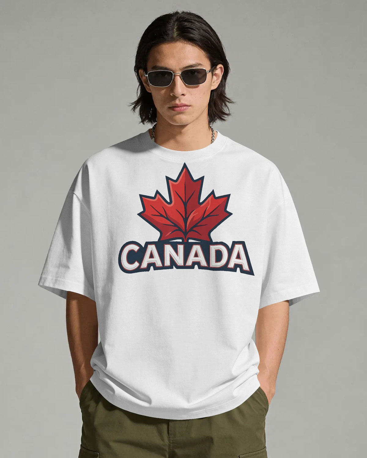BYCADS Canada Maple Leaf Oversized Cotton Blend T-Shirt | Premium Streetwear Graphic T-Shirt