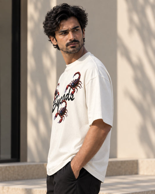 BYCADS Scorpion Graphic Oversized T-Shirt – 100% Cotton 240 GSM Streetwear T-Shirt | Premium Oversized Fit