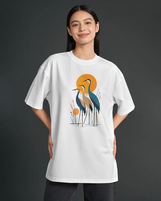 BYCADS Women's White Oversized Graphic T-Shirt | Premium Blend Fabric Relaxed Fit Tee