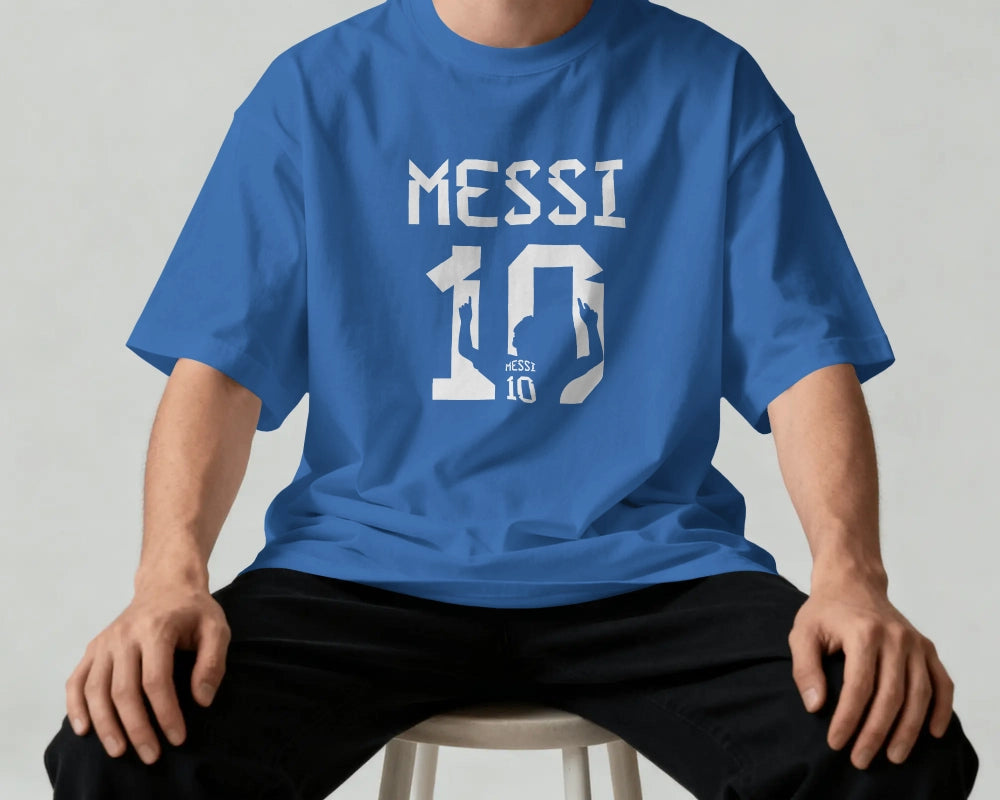 BYCADS Messi 10 Football Oversized Cotton Blend T-Shirt | Premium Sports Collection Graphic T-shirt