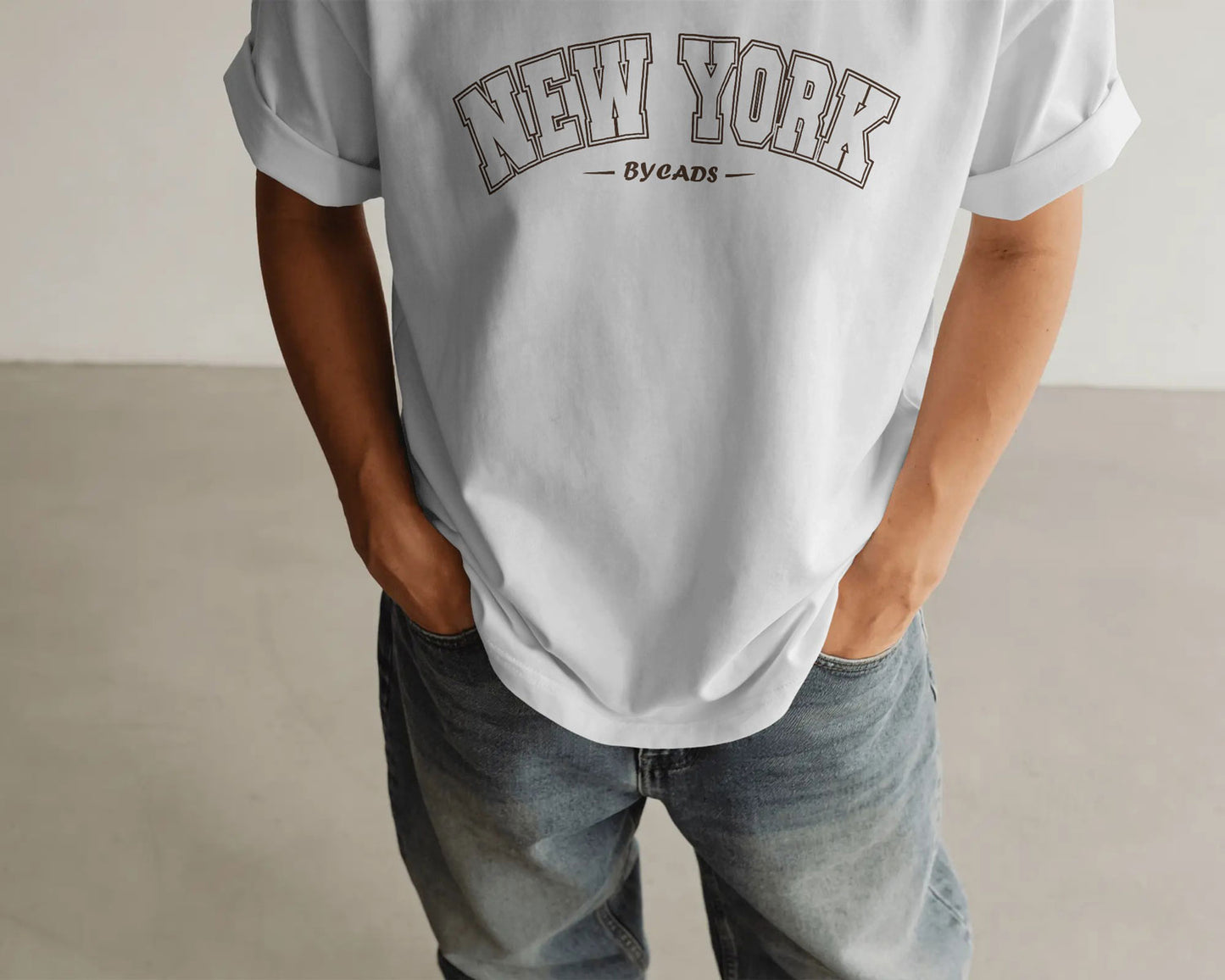 BYCADS New York Oversized T-Shirt | Cotton Blend Drop Shoulder Relaxed Fit | Casual Streetwear Oversized T-Shirt