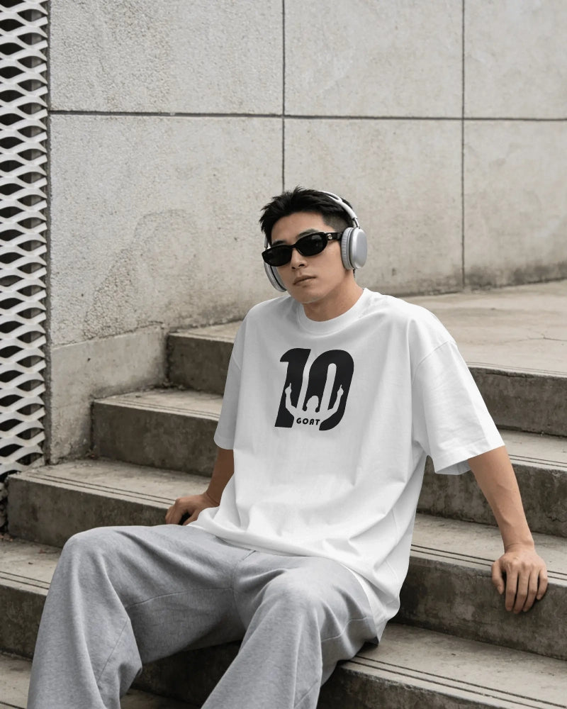 BYCADS Lionel Messi Legend Graphic Oversized Drop Shoulder Cotton Blend T-Shirt