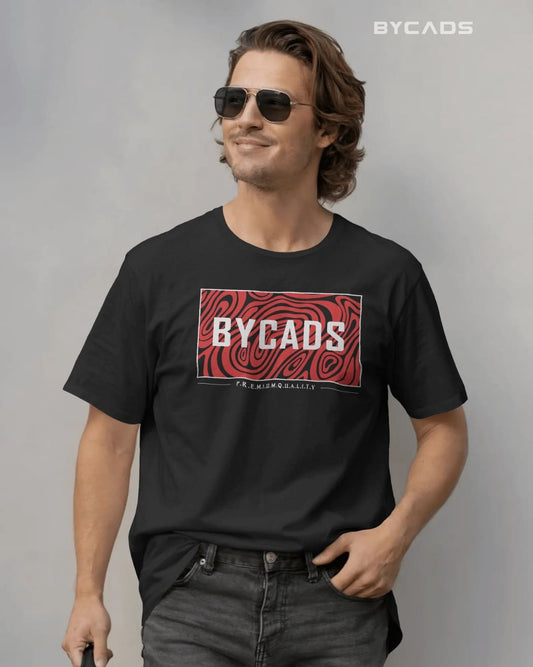 BYCADS "Crimson Swirl" Box Logo Oversized Graphic T-Shirt