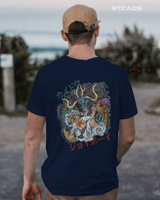 Luffy Gear 5 Joy Boy Graphic Regular-Fit Cotton Blend T-Shirt | Anime Streetwear