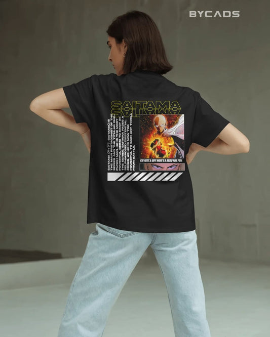 Saitama "Hero For Fun" Graphic Regular-Fit Cotton Blend T-Shirt | Anime Streetwear
