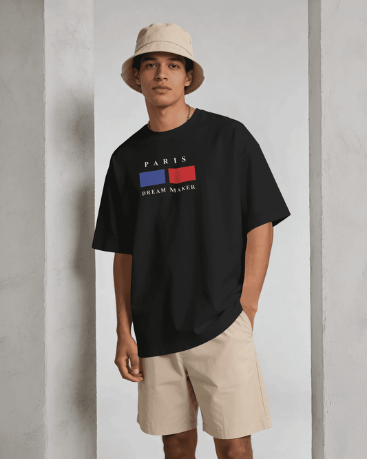 BYCADS Minimal Paris Printed Street Style Oversized Unisex Cotton Blend T-shirt