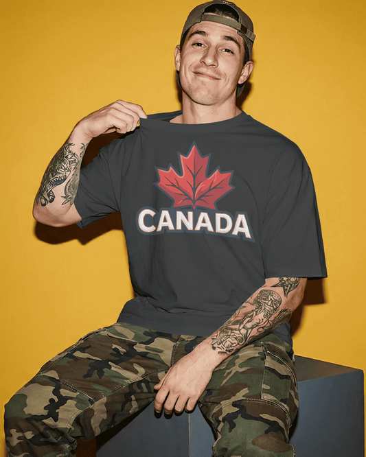 BYCADS Canada Maple Leaf Oversized Cotton Blend T-Shirt | Premium Streetwear Graphic T-Shirt
