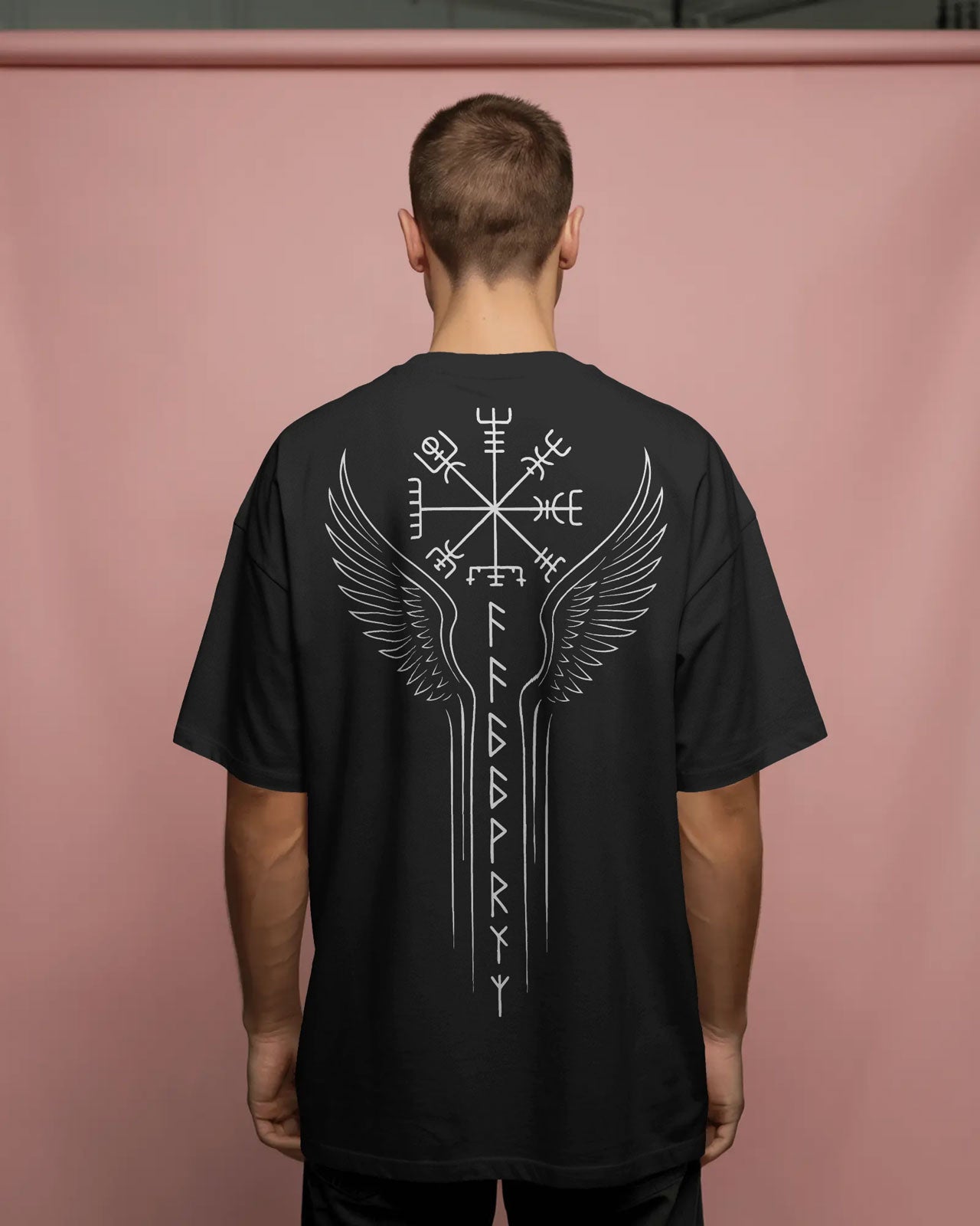 Runic Wings Oversized T-Shirt – Norse Symbolic Streetwear by Bycads
