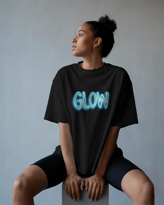 GLOW Neon Graphic Oversized Unisex T-Shirt cotton blend - BYCADS