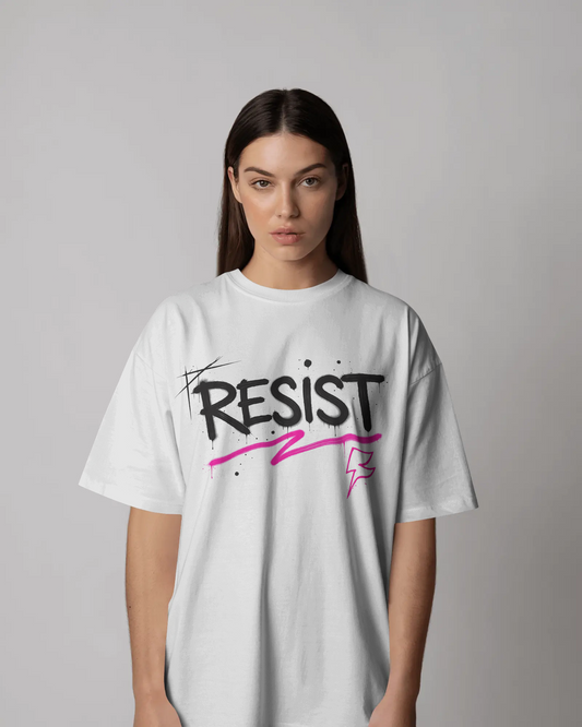 RESIST Graphic Oversized Unisex T-Shirt cotton blend - BYCADS