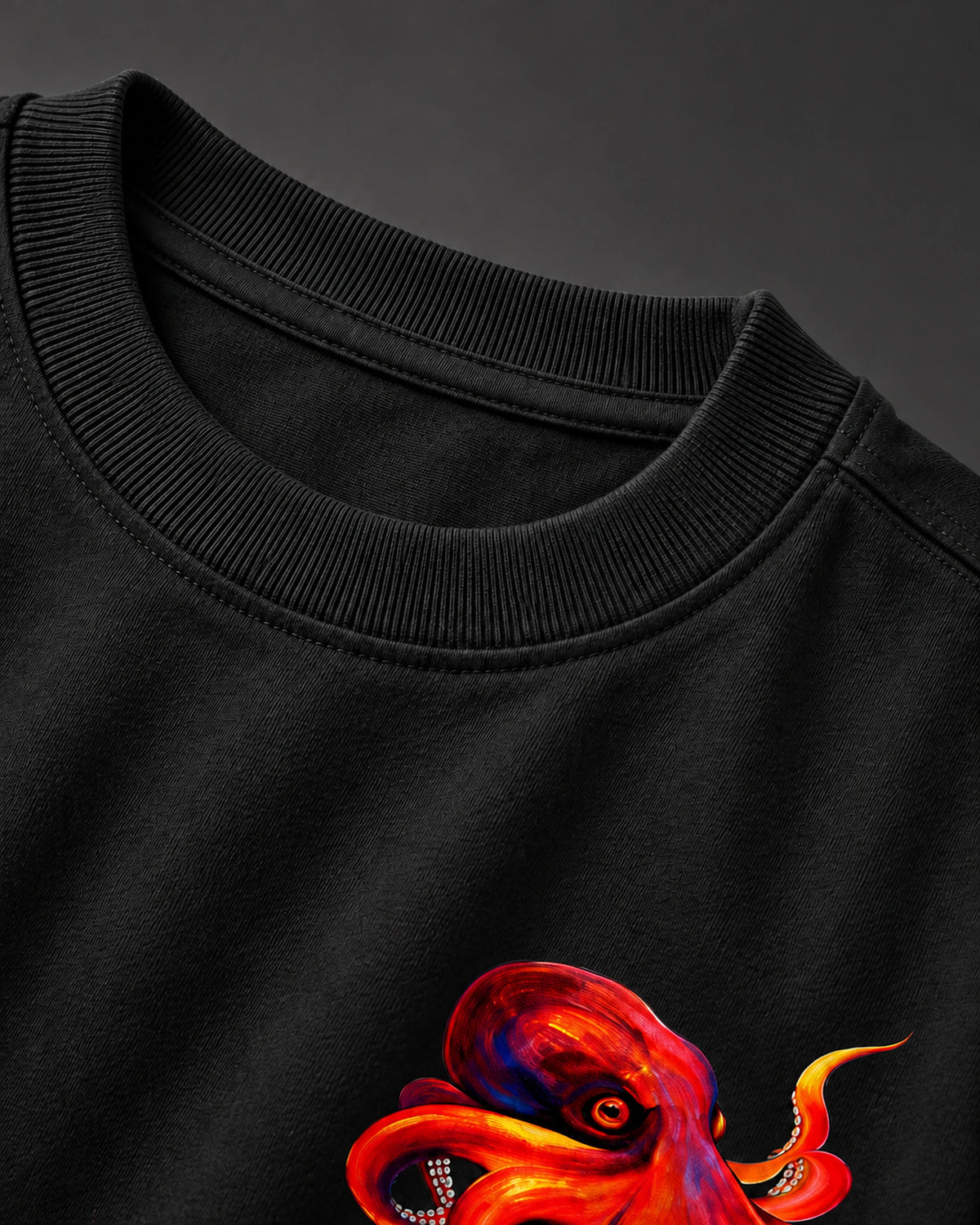 BYCADS Octopus Oversized Black T-Shirt | 100% Cotton 240 GSM Unisex Graphic Streetwear Tee