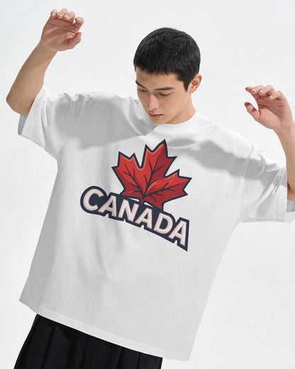 BYCADS Canada Maple Leaf Oversized Cotton Blend T-Shirt | Premium Streetwear Graphic T-Shirt