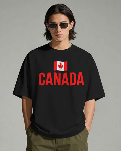 BYCADS Canada Flag Oversized T-Shirt – Travel Graphic Printed Cotton Blend tshirt