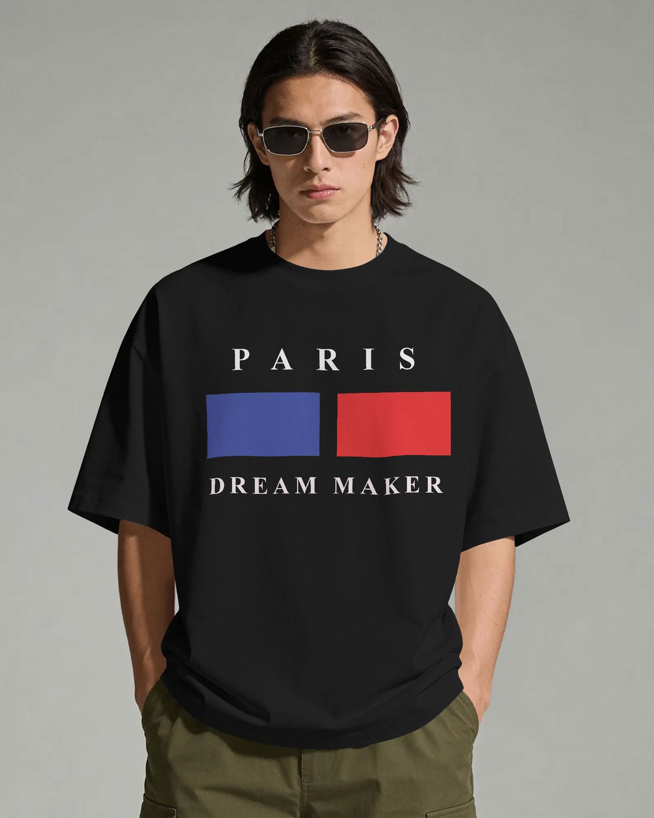 BYCADS Minimal Paris Printed Street Style Oversized Cotton Blend T-shirt