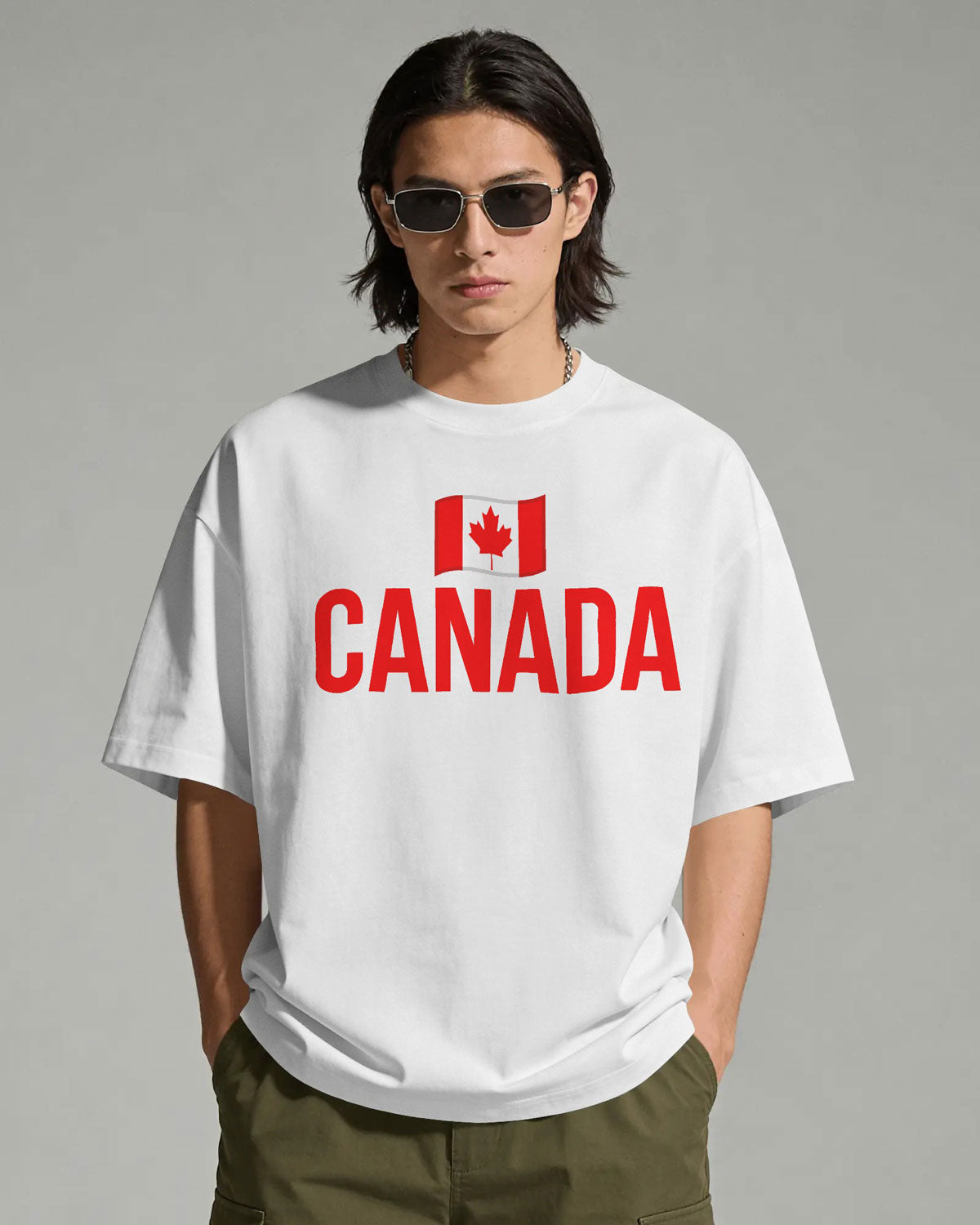 BYCADS Canada Flag Oversized T-Shirt – Travel Graphic Printed Cotton Blend tshirt