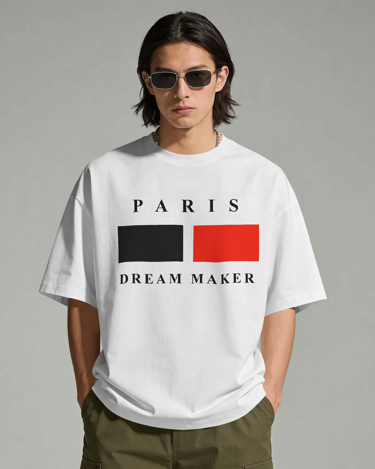 BYCADS Minimal Paris Printed Street Style Oversized Cotton Blend T-shirt