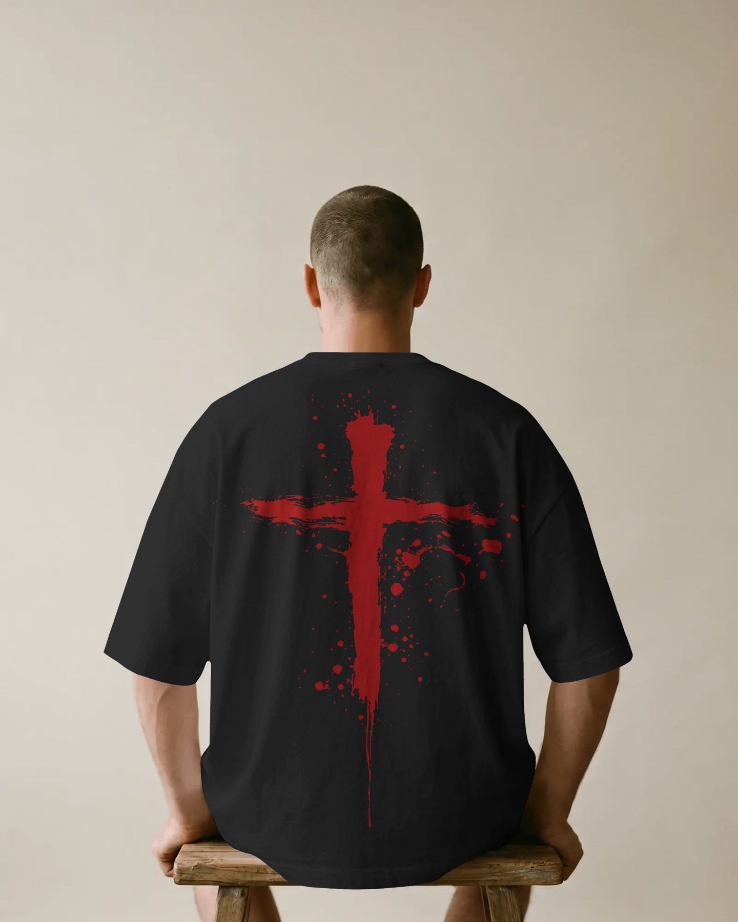 Bloodstroke Cross Oversized T-Shirt for Men