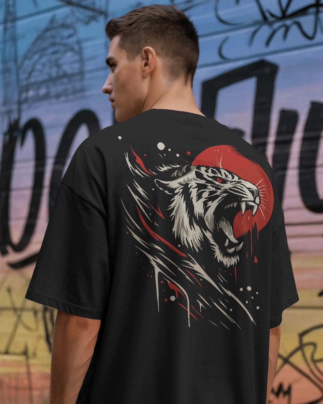 “Crimson Roar” Oversized Tiger Bycads T-shirt