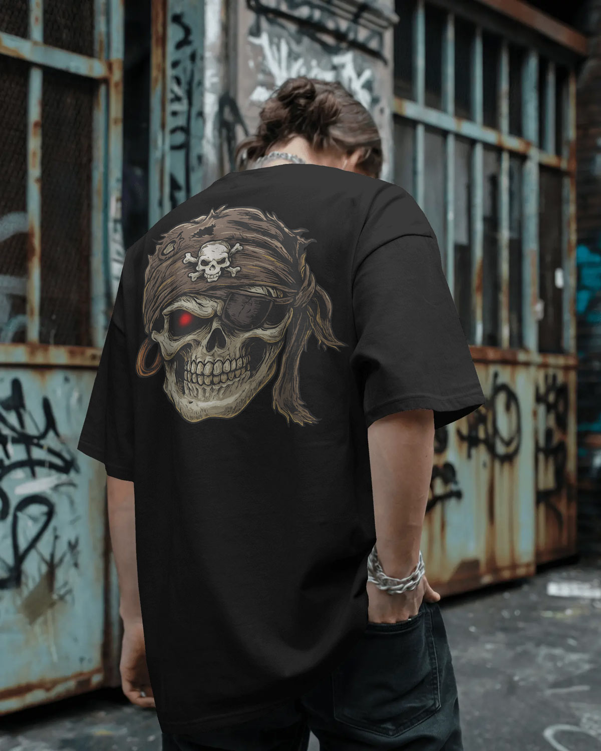 BYCADS Cyberskull Pirate Tee – Rogue Spirit, Red-Eyed Vengeance
