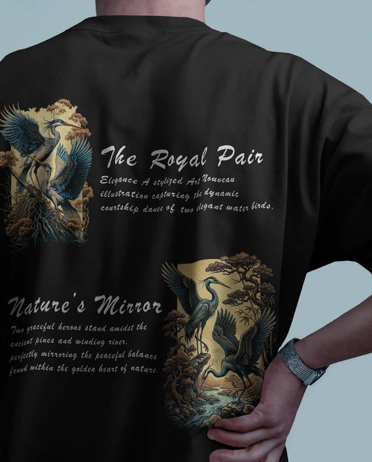 BYCADS "Nature's Mirror" Art Nouveau Heron Oversized T-Shirt