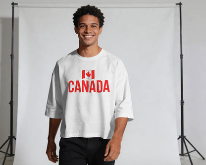 BYCADS Canada Flag Oversized T-Shirt – Travel Graphic Printed Cotton Blend tshirt