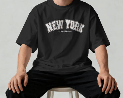 BYCADS New York Oversized T-Shirt | Cotton Blend Drop Shoulder Relaxed Fit  | Casual Streetwear Oversized T-Shirt