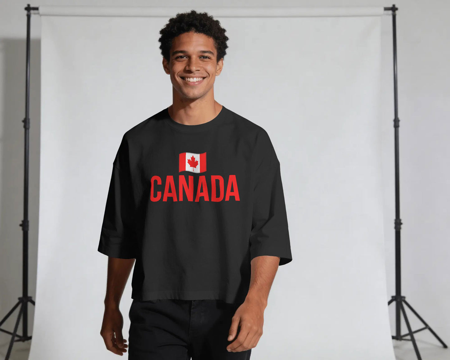 BYCADS Canada Flag Oversized T-Shirt – Travel Graphic Printed Cotton Blend tshirt