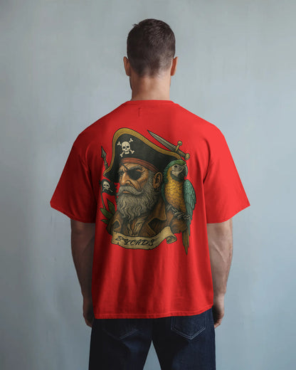 Vintage Pirate Captain Oversized T-Shirt – Parrot & Skull Art by Bycads
