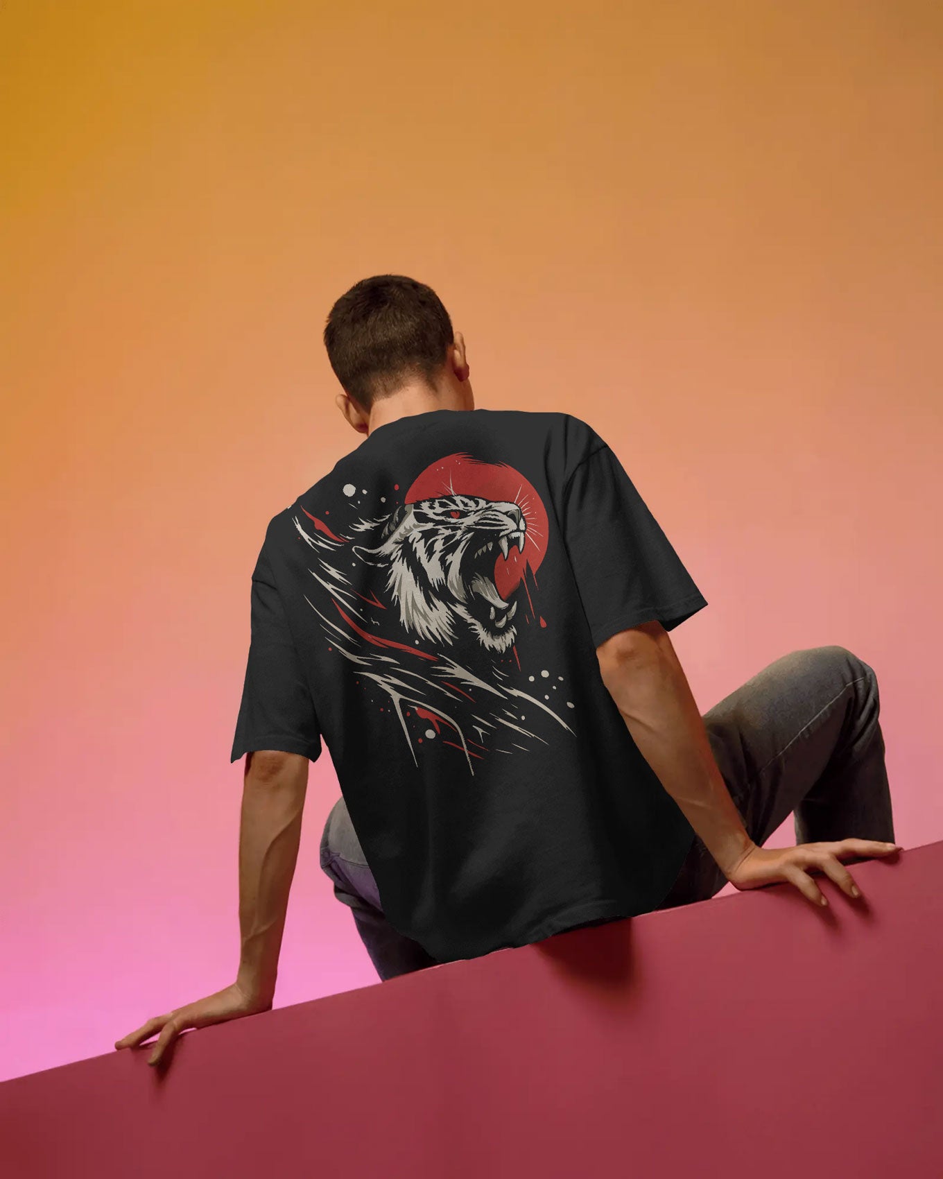 “Crimson Roar” Oversized Tiger Bycads T-shirt
