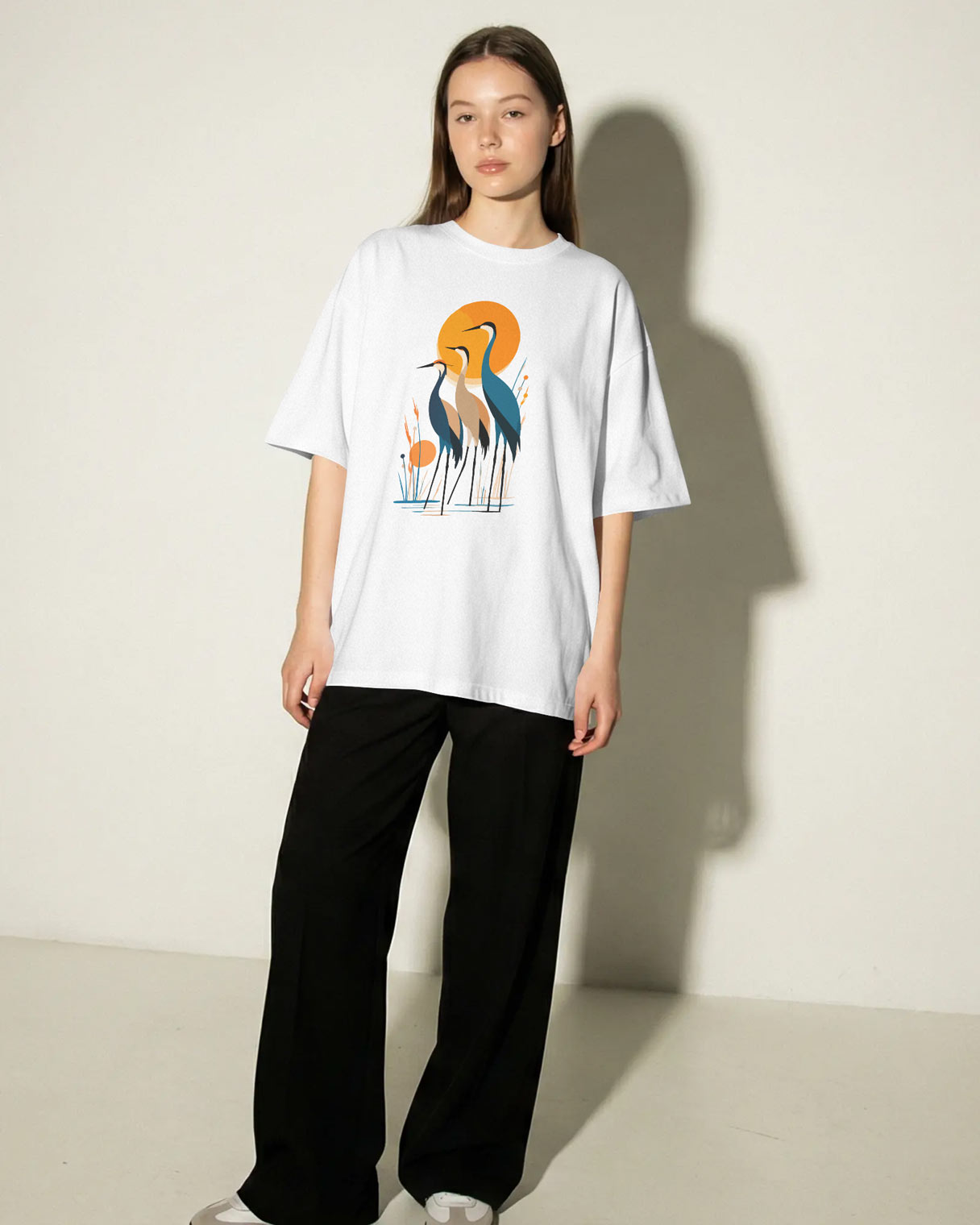 BYCADS Women's White Oversized Graphic T-Shirt | Premium Blend Fabric Relaxed Fit Tee