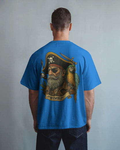 Vintage Pirate Captain Oversized T-Shirt – Parrot & Skull Art by Bycads