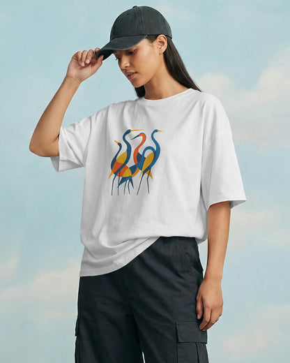 White Oversized Women’s T-Shirt | Trendy Graphic Streetwear Tee – BYCADS