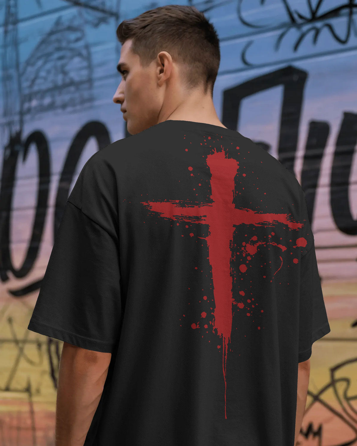 Bloodstroke Cross Oversized T-Shirt for Men