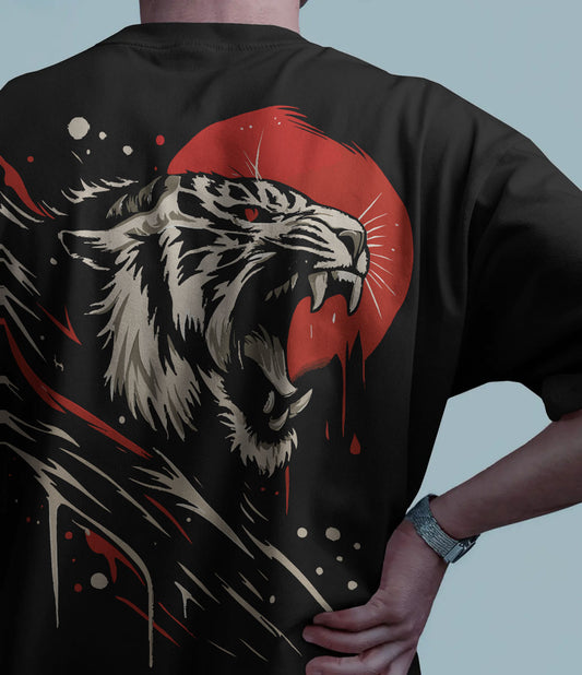 “Crimson Roar” Oversized Tiger Bycads T-shirt