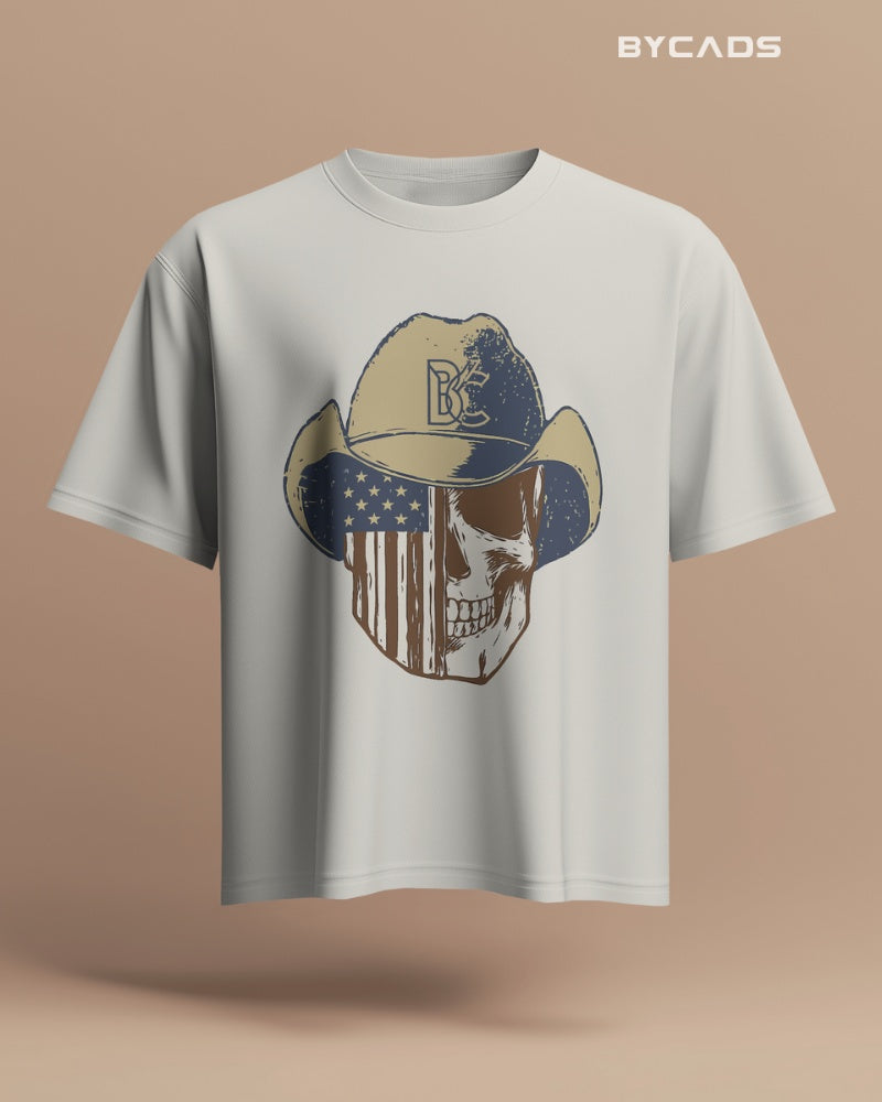 Cowboy Skull Oversized T-Shirt for Men – Grunge Western Graphic by Bycads