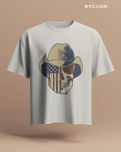 Cowboy Skull Oversized T-Shirt for Men – Grunge Western Graphic by Bycads