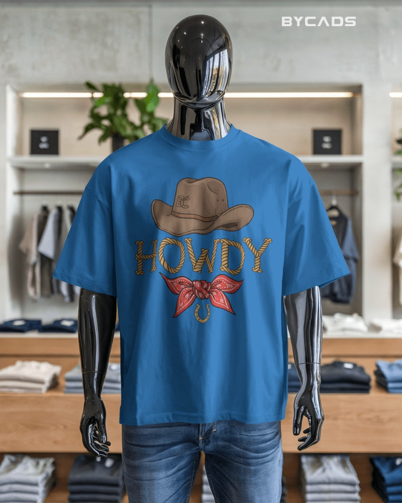 Howdy Cowboy Drop Shoulder T-Shirt  – Western Street Style by Bycads