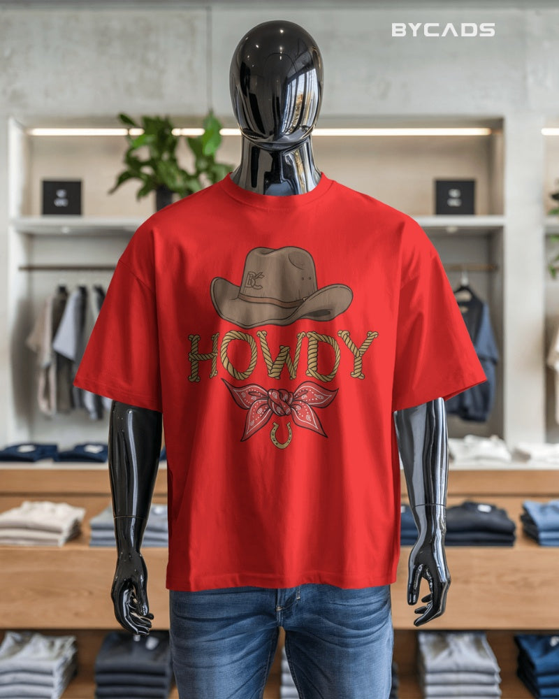 Howdy Cowboy Drop Shoulder T-Shirt  – Western Street Style by Bycads