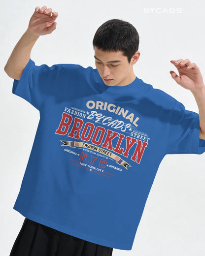 BYCADS Original Brooklyn Oversized Cotton Blend T-Shirt for Men & Women | Relaxed Fit Drop Shoulder Streetwear Tee
