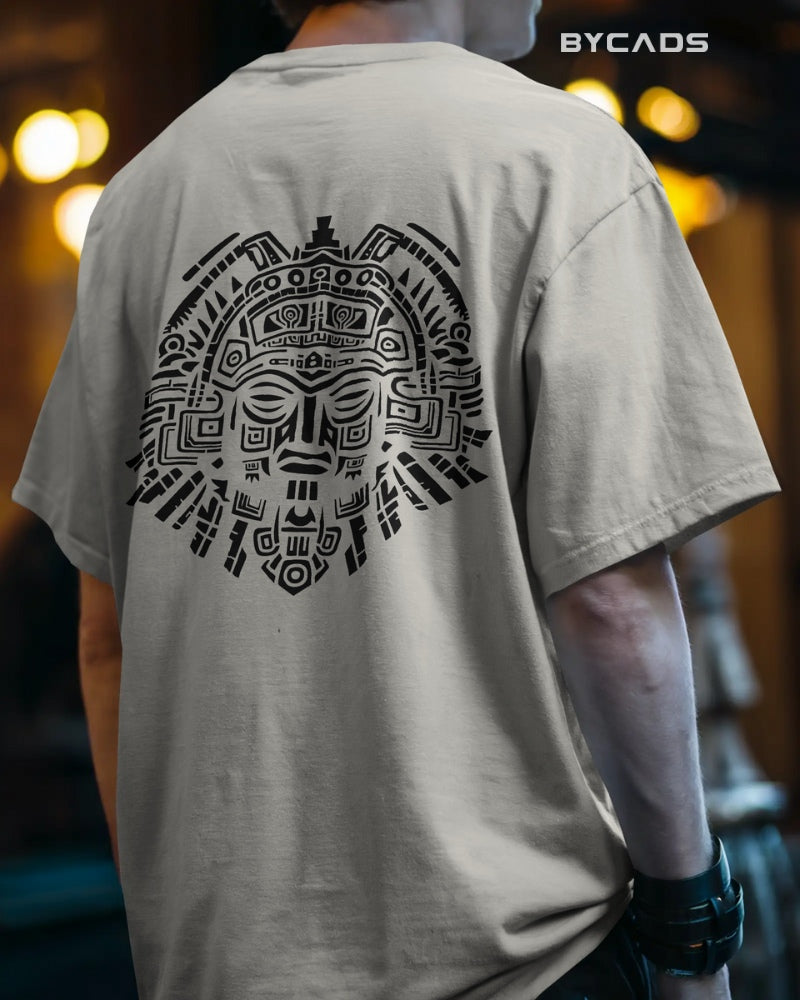 Aztec Sun God Printed Oversized T-Shirt for Men