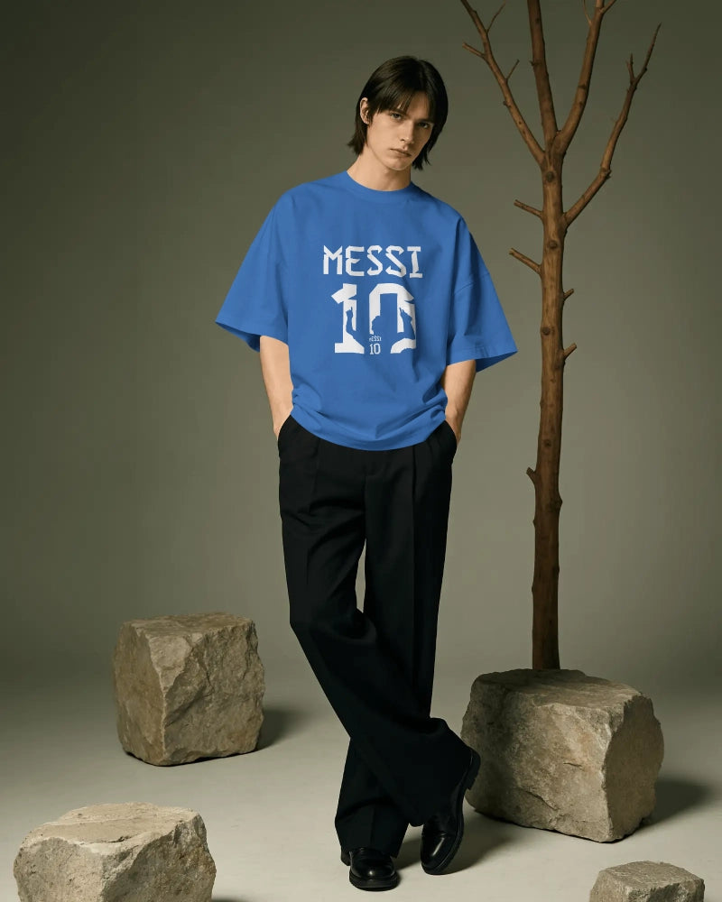 BYCADS Messi 10 Football Oversized Cotton Blend T-Shirt | Premium Sports Collection Graphic T-shirt