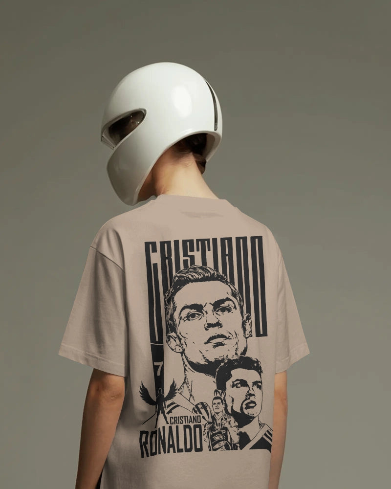 BYCADS Football Legend CR7 Back Print Oversized T-Shirt | Cotton Blend Streetwear