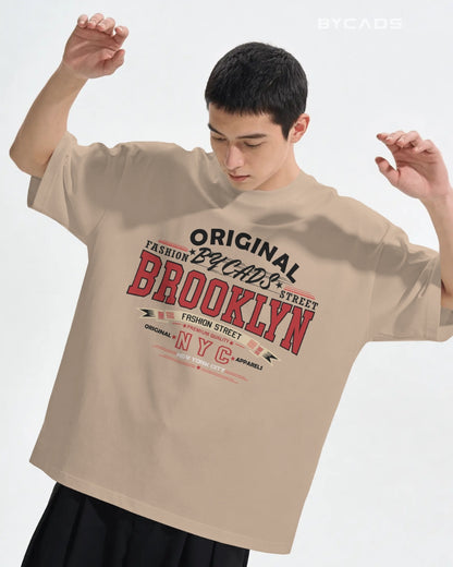 BYCADS Original Brooklyn Oversized Cotton Blend T-Shirt for Men & Women | Relaxed Fit Drop Shoulder Streetwear Tee