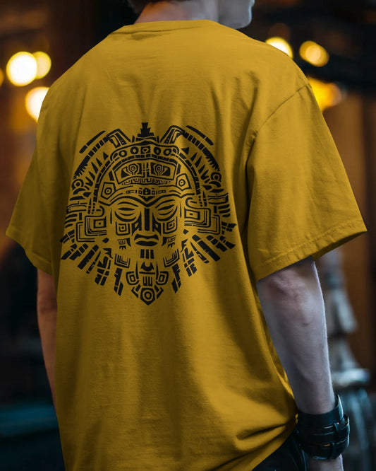 Aztec Sun God Printed Oversized T-Shirt for Men