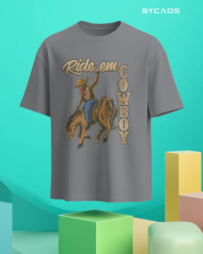 Ride ‘Em Cowboy Oversized T-Shirt for Men – Western Streetwear by Bycads