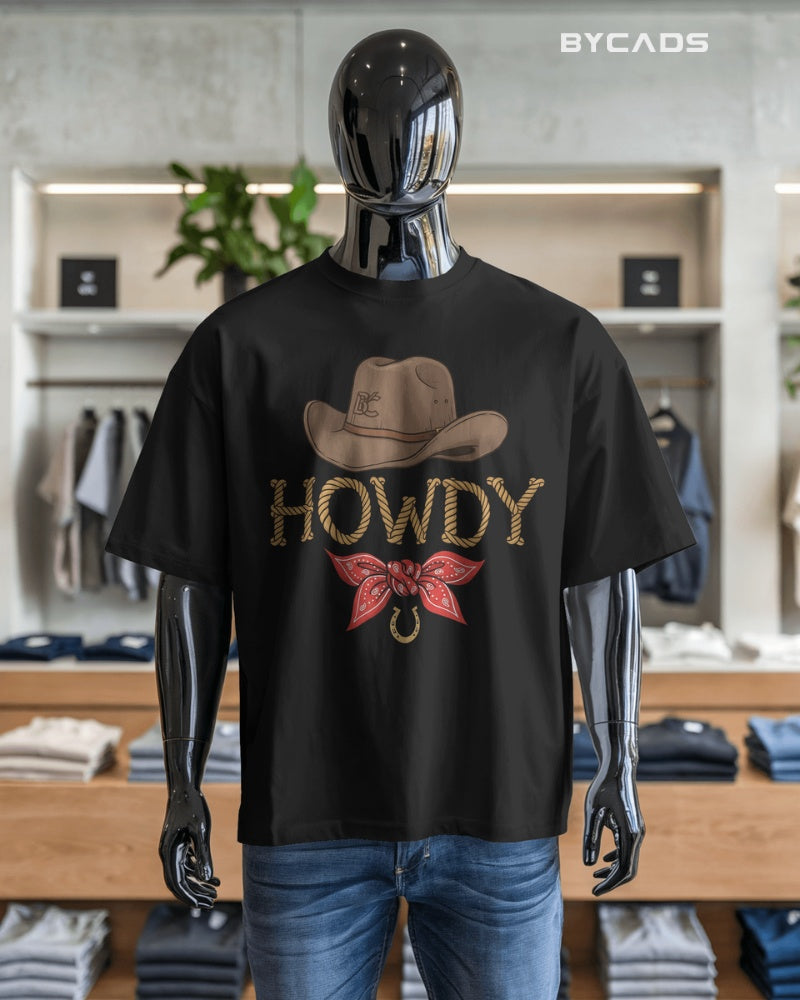 Howdy Cowboy Drop Shoulder T-Shirt  – Western Street Style by Bycads