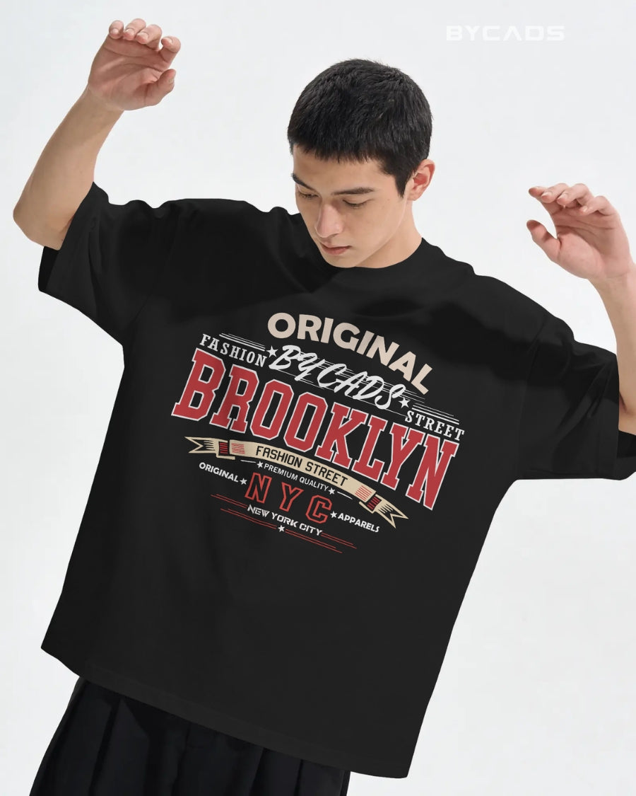 BYCADS Original Brooklyn Oversized Cotton Blend T-Shirt for Men & Women | Relaxed Fit Drop Shoulder Streetwear Tee