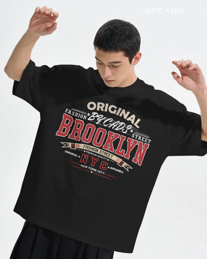 BYCADS Original Brooklyn Oversized Cotton Blend T-Shirt for Men & Women | Relaxed Fit Drop Shoulder Streetwear Tee