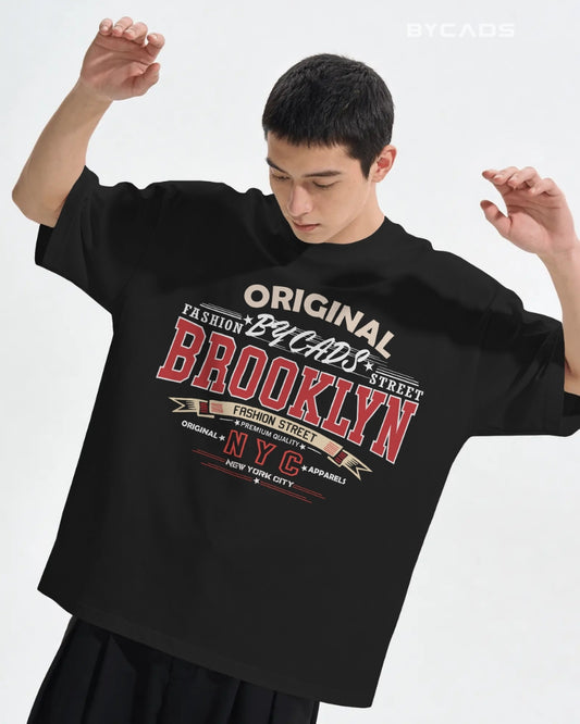BYCADS Original Brooklyn Oversized Cotton Blend T-Shirt for Men & Women | Relaxed Fit Drop Shoulder Streetwear Tee