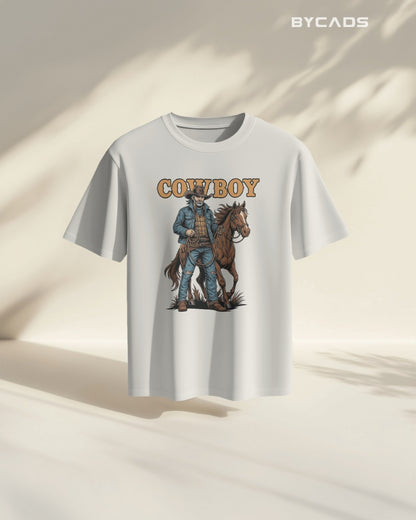 Cowboy with Horse Oversized T-Shirt for Men – Western Partner Graphic by Bycads
